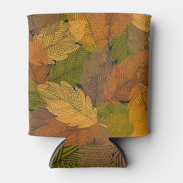 Porta-lata Vintage Yellow: Leafy Dark Elegance. (Frente)