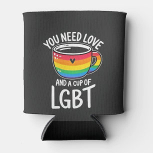 Porta-lata Você precisa de amor e uma taça de orgulho LGBT Mê