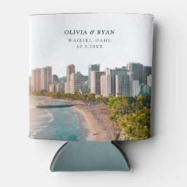 Porta-lata Waikiki Wedding Favor Personalizado Praia Hawaii