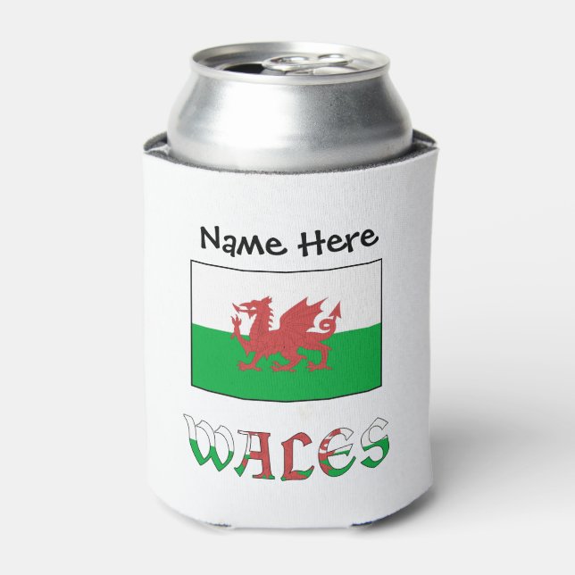 Porta-lata Wales and Welsh Flag with Your Name (Can Front)