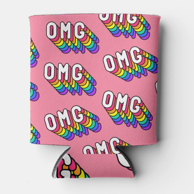 Porta-lata Wallpaper de Comic Pink do Quirky OMG (Frente)