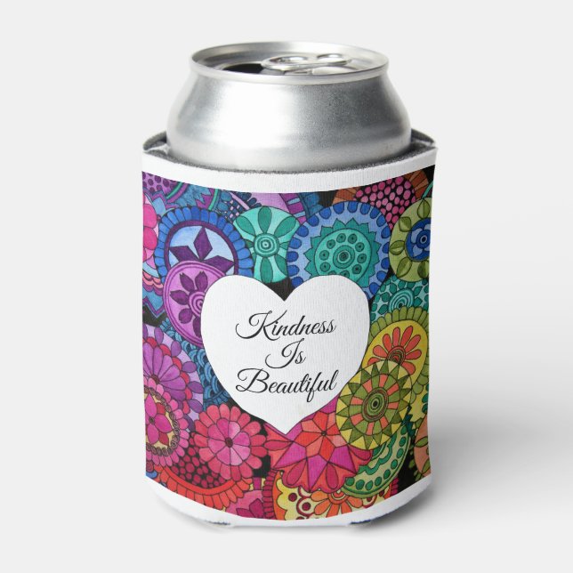 Porta-lata Watercolor Rainbow Mandala Com Coração (Can Front)