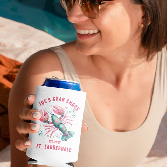 Porta-lata Watercolors Lobster Illustration Custom Text (Criador carregado)