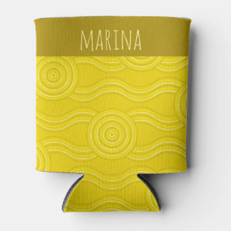 Porta-lata Wattle Customizable Name Australian Dreamtime