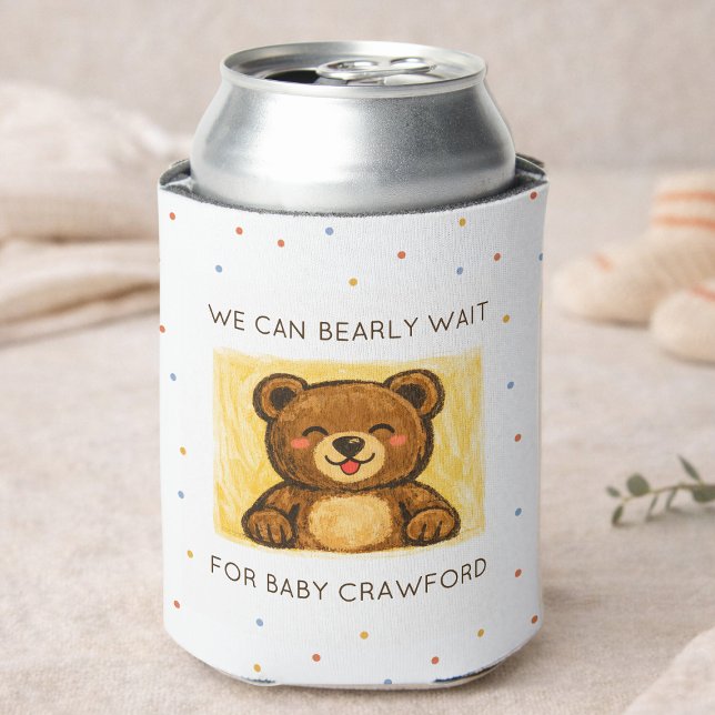 Porta-lata We Can Bearly Wait! Simple Hand Drawn Baby Shower (Criador carregado)