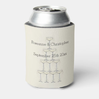 Porta-lata Wedding Can Cooler Champagne Glasses