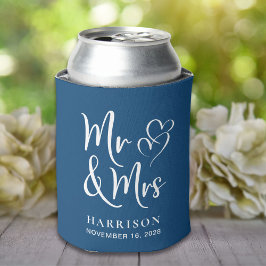 Porta-lata Wedding Favor Sr. Sra. Blue