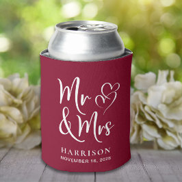 Porta-lata Wedding Favor Sr. Sra. Burgundy
