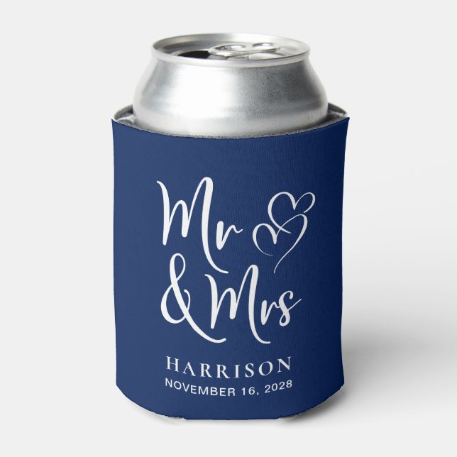 Porta-lata Wedding Favor Sr. Sra. Marinho Blue (Can Front)