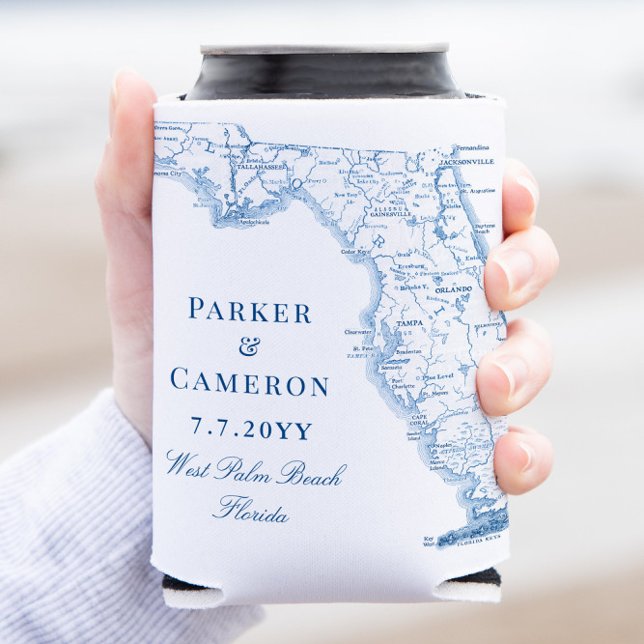 Porta-lata West Palm Beach Florida Map Elegant Wedding (This elegant West Palm Beach Florida coozie is the a destination wedding)