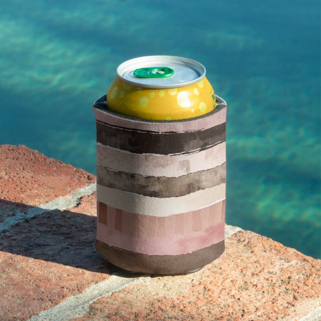 Porta-lata Western Pink Brown Cowgirl Stripes (Piscina in situ)