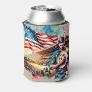 Porta-lata Western Rodeo Arena Cowboy e bandeira americana