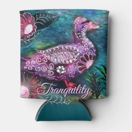 Porta-lata Whimsical Floral Duck Purple Teal Personalized