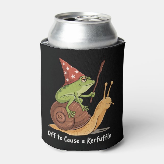 Porta-lata Whimsical Frog Wizard Off to Cause A Kerfuffle  (Can Front)