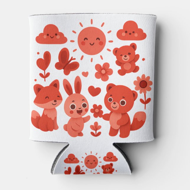 Porta-lata Whimsical Woodland Animals Sun Can Cooler (Frente)