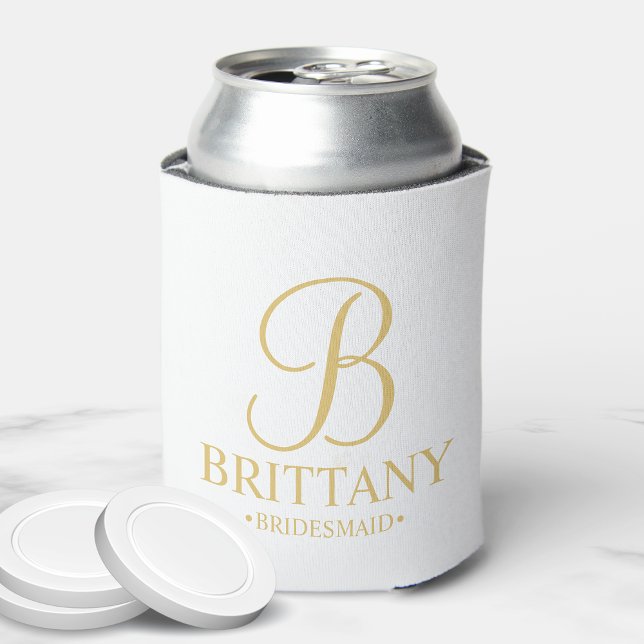 Porta-lata White Elegante e Dourada Bridesmaid Personalizada (Criador carregado)
