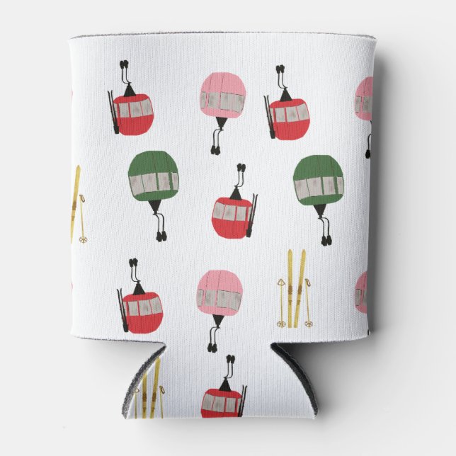 Porta-lata White Retro Ski Lift Gondola Winter Skiing (Frente)