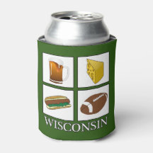 Wisconsin Beer Cheese Brats Futebol Can Cooler