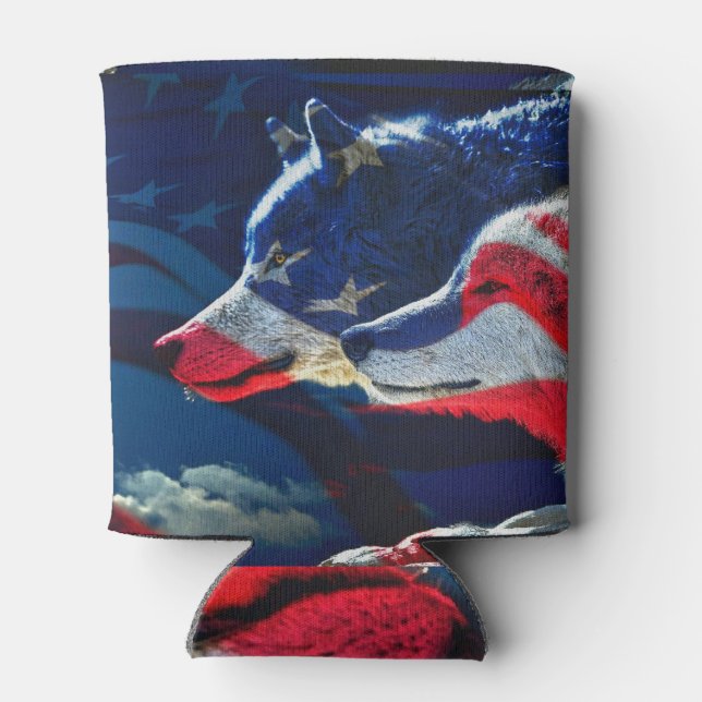 Porta-lata Wolf American Flag Full Moon (Traseira)
