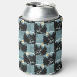 Porta-lata Wolf Howling Na Moon Pattern Design
