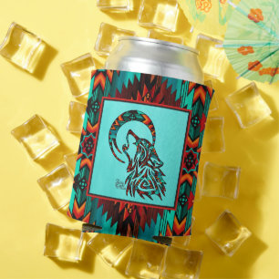 Porta-lata Wolf Tribal Can Cooler