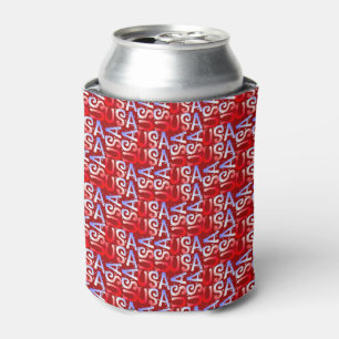 Porta-lata Word Art USA Text,Red-DRINK CAN COOLER