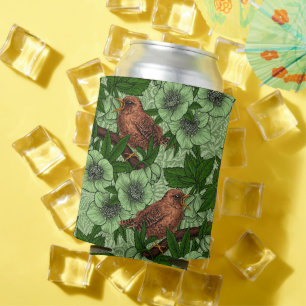 Porta-lata Wren e hellebord, verde-claro