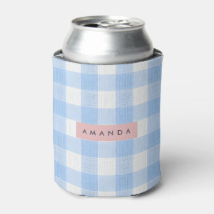 Porta-lata Xadrez Azul Céu Pastel Macio Personalizado