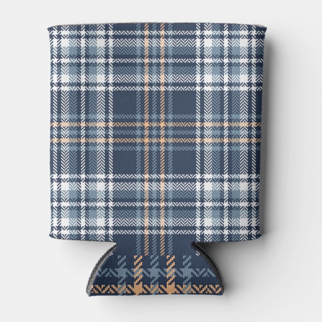 Porta-lata Xadrez azul Herringbone: Vintage Tartan (Frente)