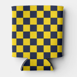 Porta-lata Xadrez Azul Marinho e Amarelo Dourado