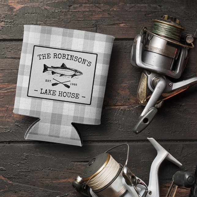 Porta-lata Xadrez Branca Russa de Peixes do Lago Familiar Oar (Criador carregado)