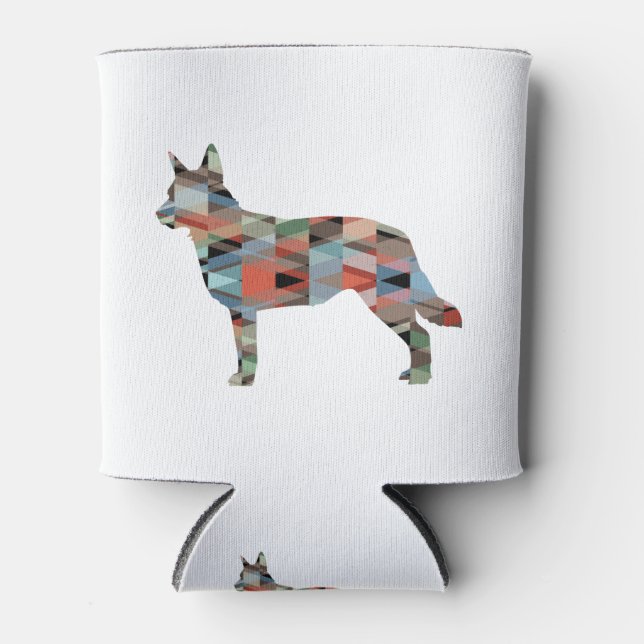 Porta-lata Xadrez de Geo Silhuette Breed de Cachorro Azul (Frente)