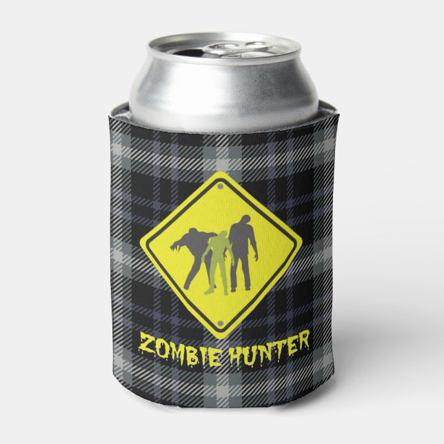Porta-lata Xadrez de Halloween Zombie Hunter (Can Front)