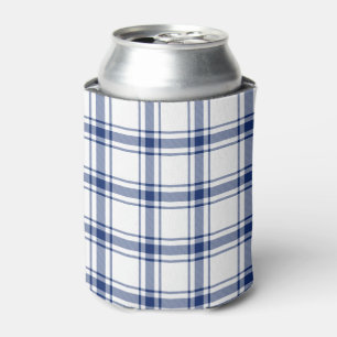 Porta-lata Xadrez Náutico Azul e Branco