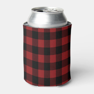 Porta-lata Xadrez preta & vermelha verificada