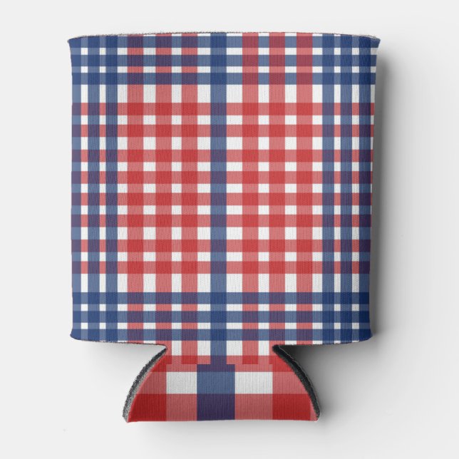 Porta-lata Xadrez Red White e Blue Gingham (Frente)