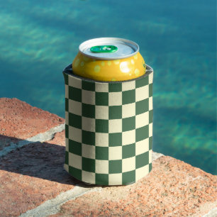 Porta-lata Xadrez Verde Caçador e Creme