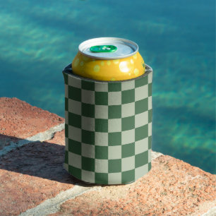 Porta-lata Xadrez Verde Musgo e Sage Claro