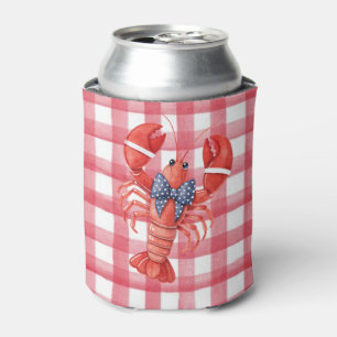 Porta-lata Xadrez Vermelho de Lagosta de Verão