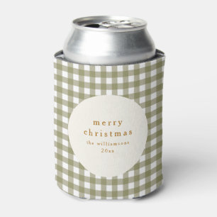 Porta-lata Xadrezinho de Gingham de Natal Personalizado