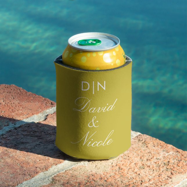 Porta-lata Yellow Custom Text Can Cooler Personalized Sleeve (Piscina in situ)