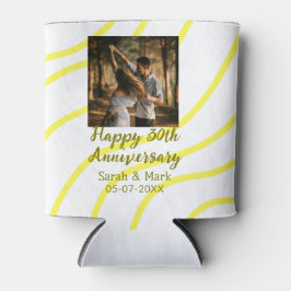 Porta-lata Yellow golden photo 30th wedding anniversary name 