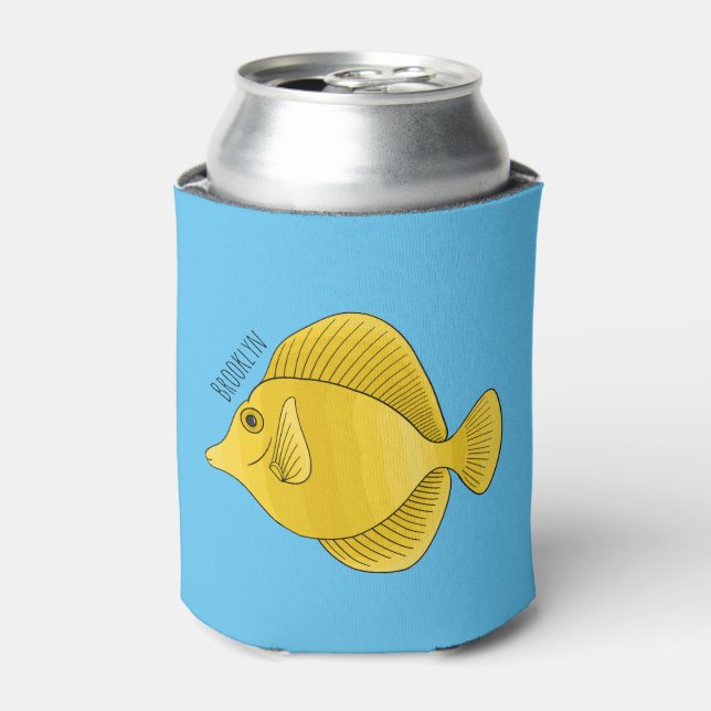 Porta-lata Yellow tang fish cartoon illustration (Can Front)