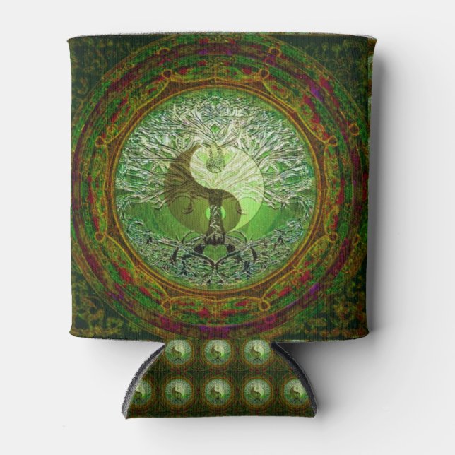 Porta-lata Yin Yang Tree of Life Green (Frente)