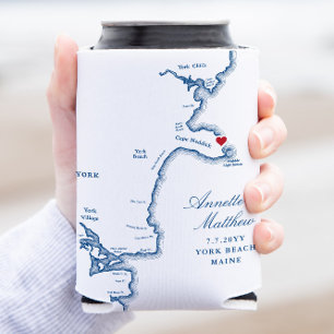 Porta-lata York Maine Map Weding Favor Drink