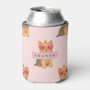 Porta-lata Yorkie Personalizado com Óculos de Sol de Coração