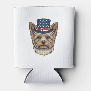 Porta-lata Yorkshire Terrier Patriótico Vintage