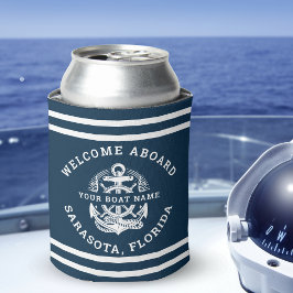 Porta-lata Your Name of Boat Vintage Anchor