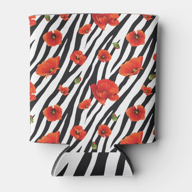 Porta-lata zebra floral: padrão uniforme. (Frente)