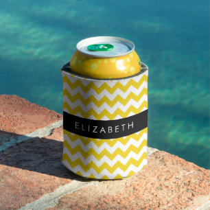 Porta-lata Zigzag Amarelo, Chevron Amarelo, Seu Nome